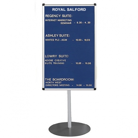 Grooved Felt Welcome Board Stand Mounted with Satin Silver Frame